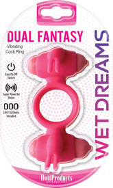 Wet Dreams Dual Fantasy Pink Cock Ring With Turbo Motors Pink Cock Rings Vibrating